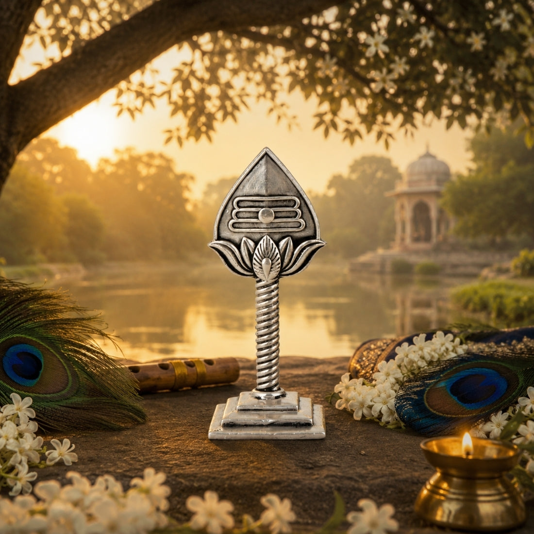 Sacred Lord Murugan Tripundra Vel 925 Silver Idol