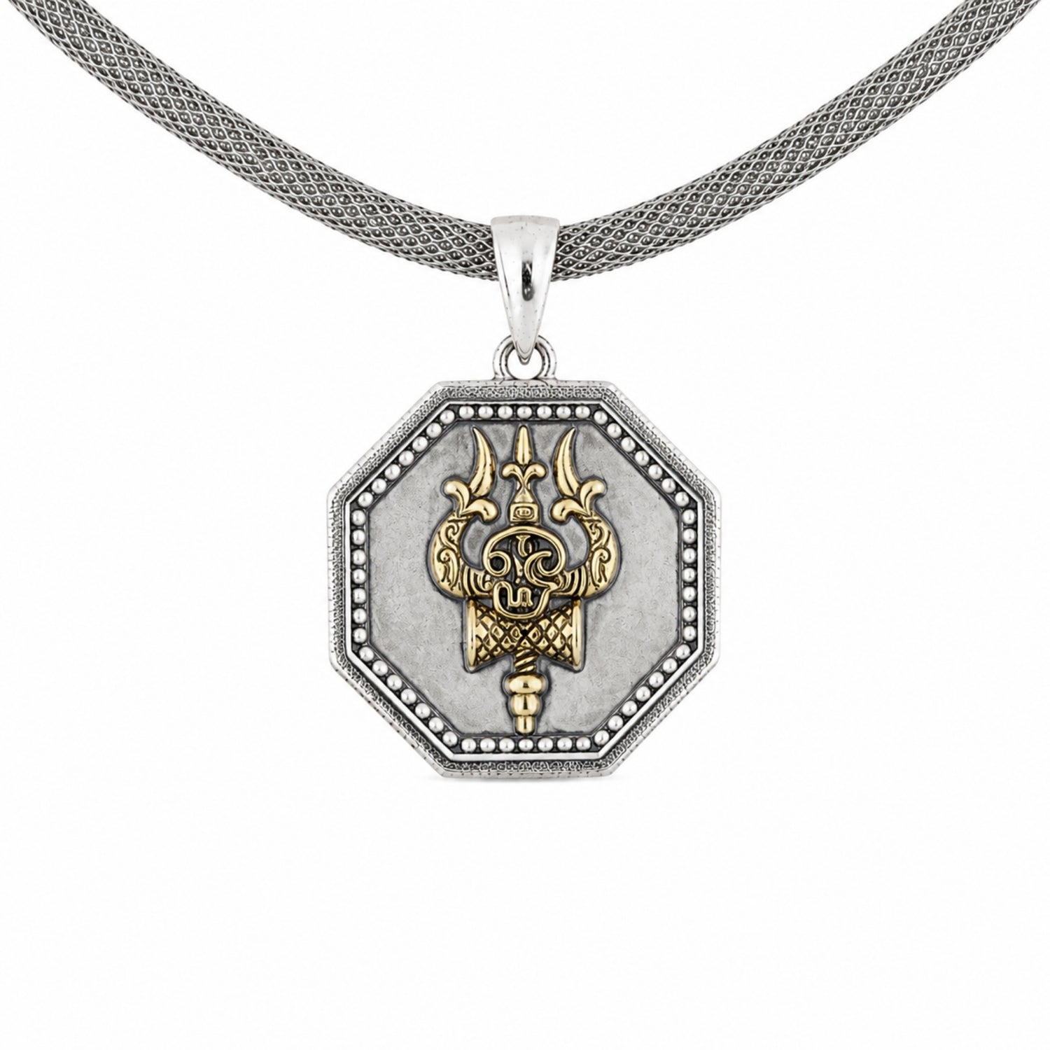 The Octa-Trishul Dual-Tone 925 Sterling Silver Pendant