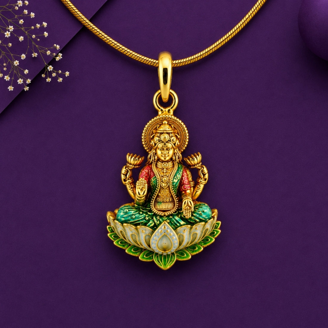 The Ashta Lakshmi Meditative Lotus 925 Silver Pendant