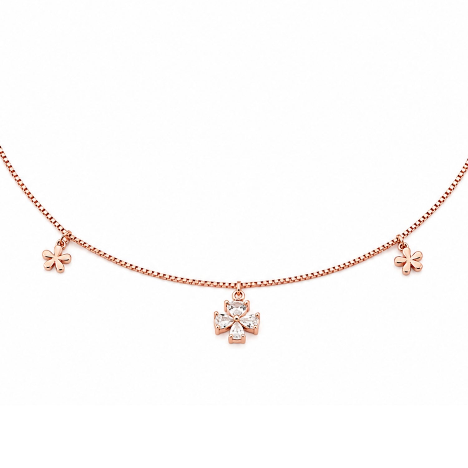 The Rose Gold Meadow Charm Anklet Pair