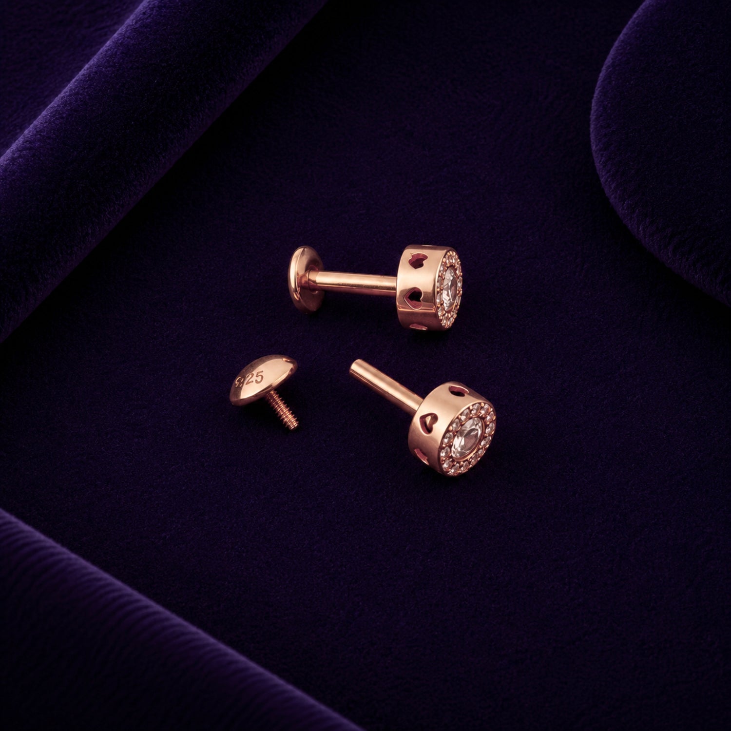 Celestial Halo Solitaire 925 sterling silver Studs