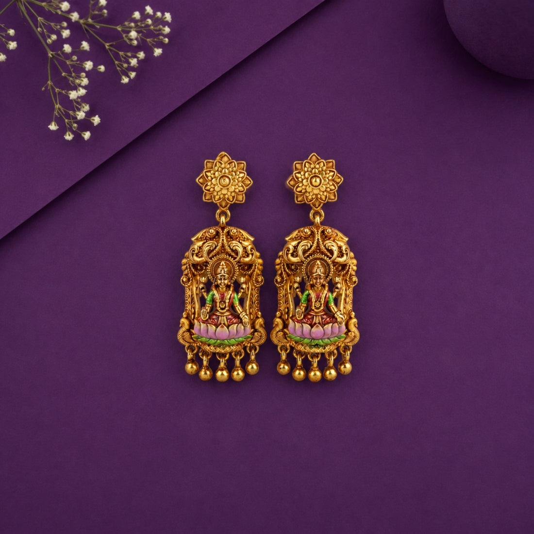 The Rajalakshmi Aureole Heritage Drops (Gold-Plated 925 Sterling Silver)
