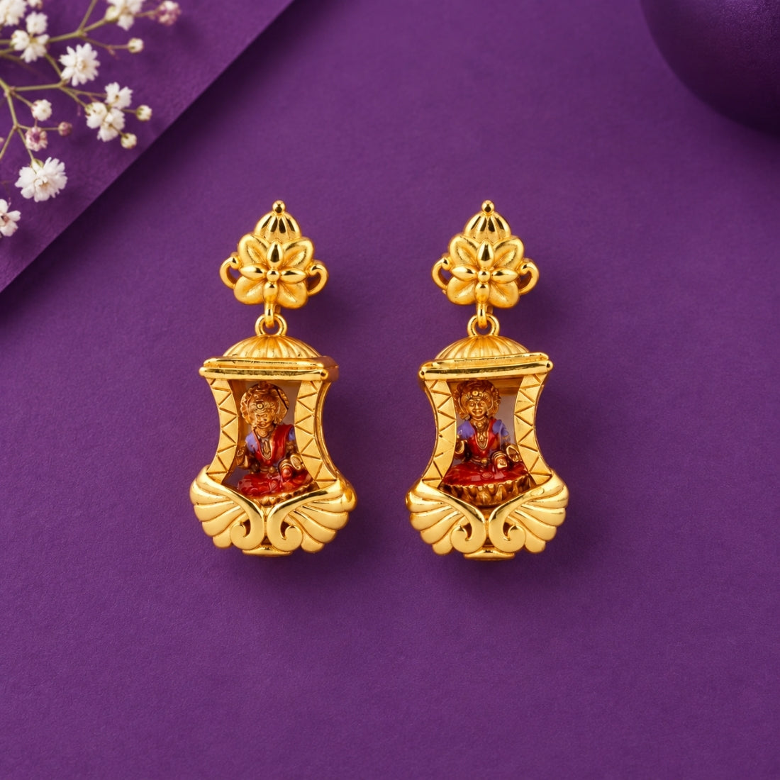 The Royal Lakshmi Mandapam Shrine Dangling Earrings