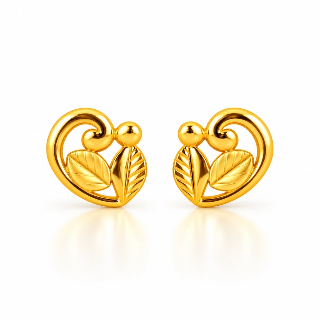 Vasantika Leaf 925 Sterling Silver Gold-Plated Botanical Stud Earrings