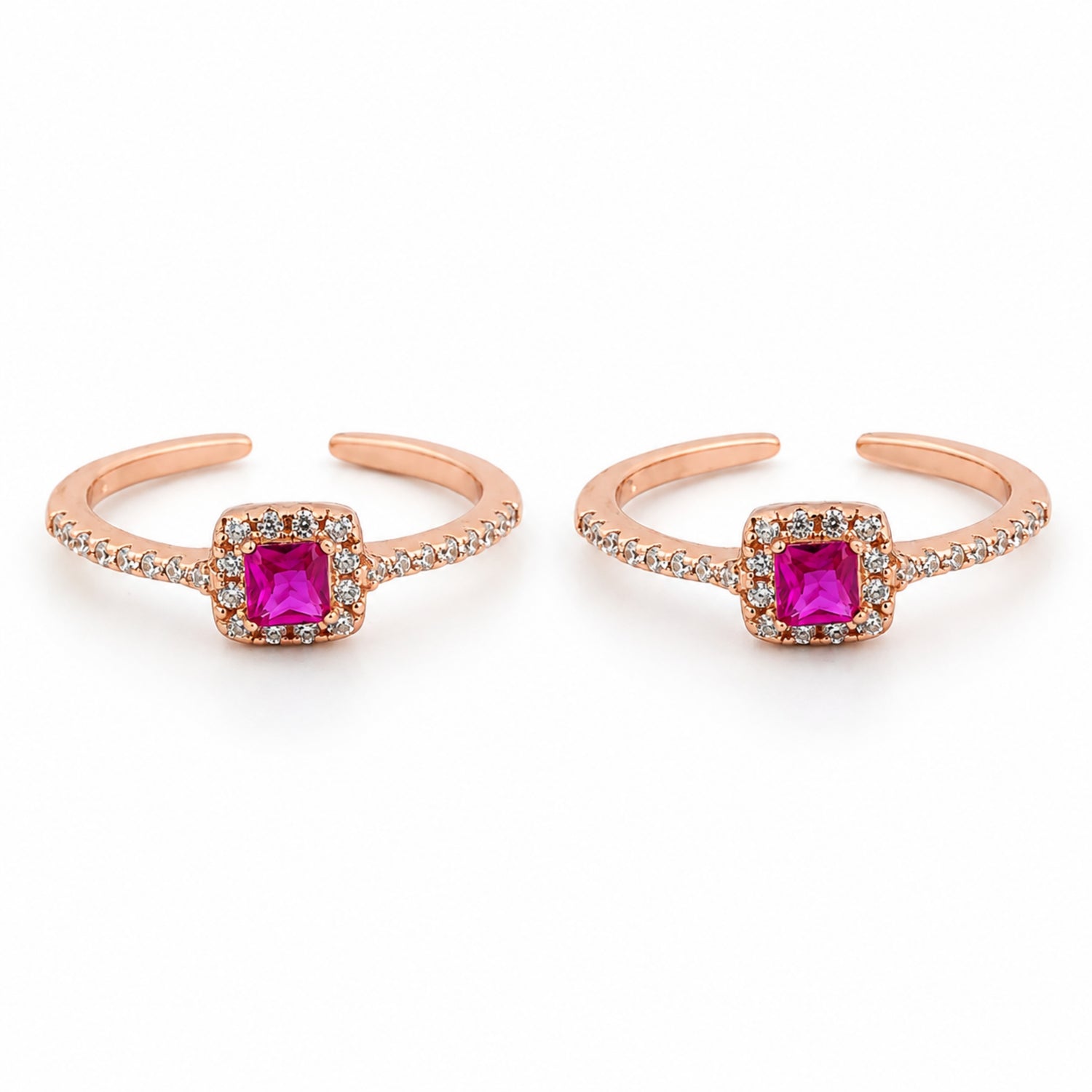 Emerald Queen Halo Adjustable Rose Gold Toe Rings