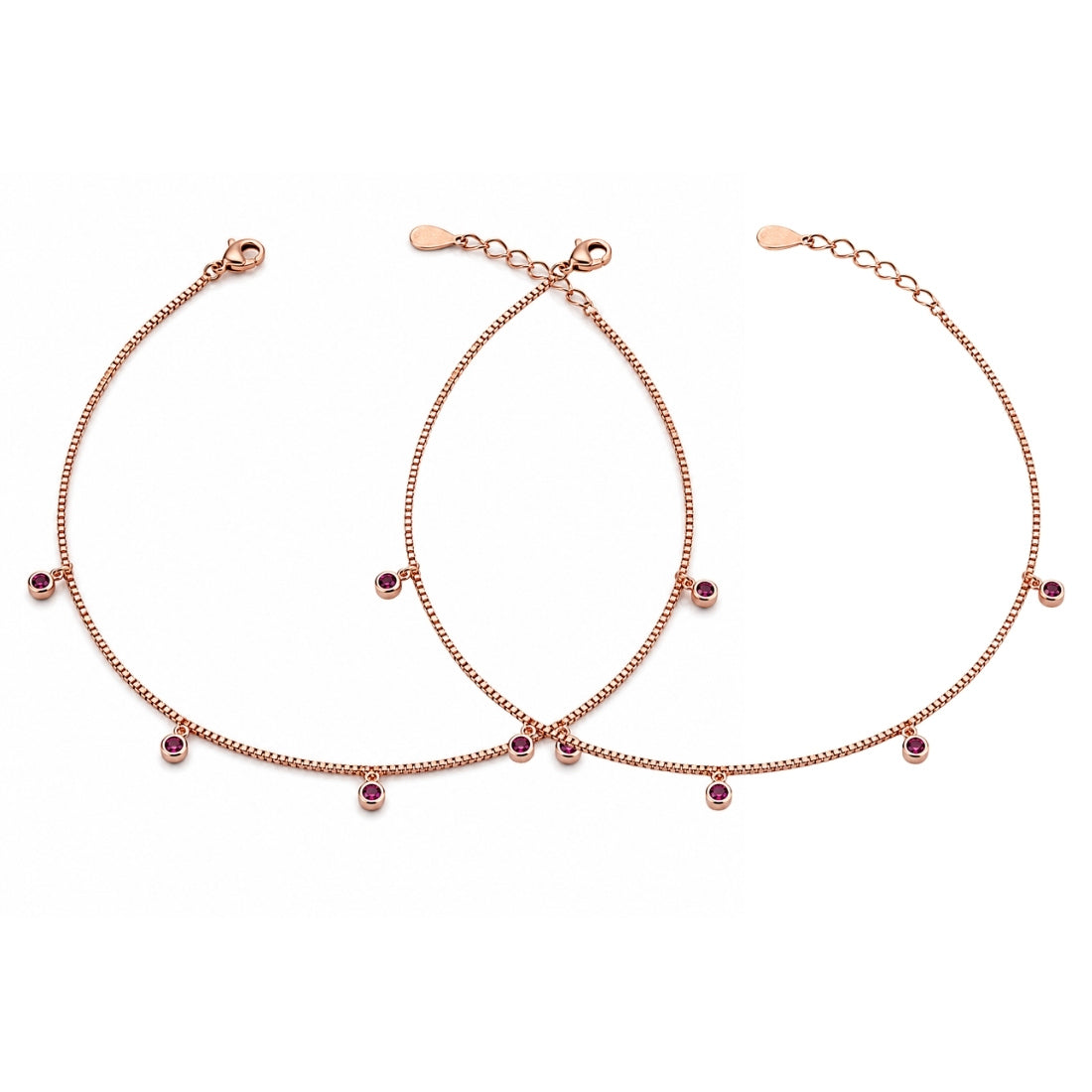 Rose Gold Ruby Droplet 925 Silver Payal