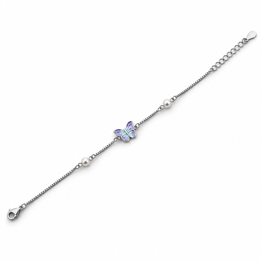 The Lilac Monarch – 925 Silver Purple Enamel Butterfly Bracelet