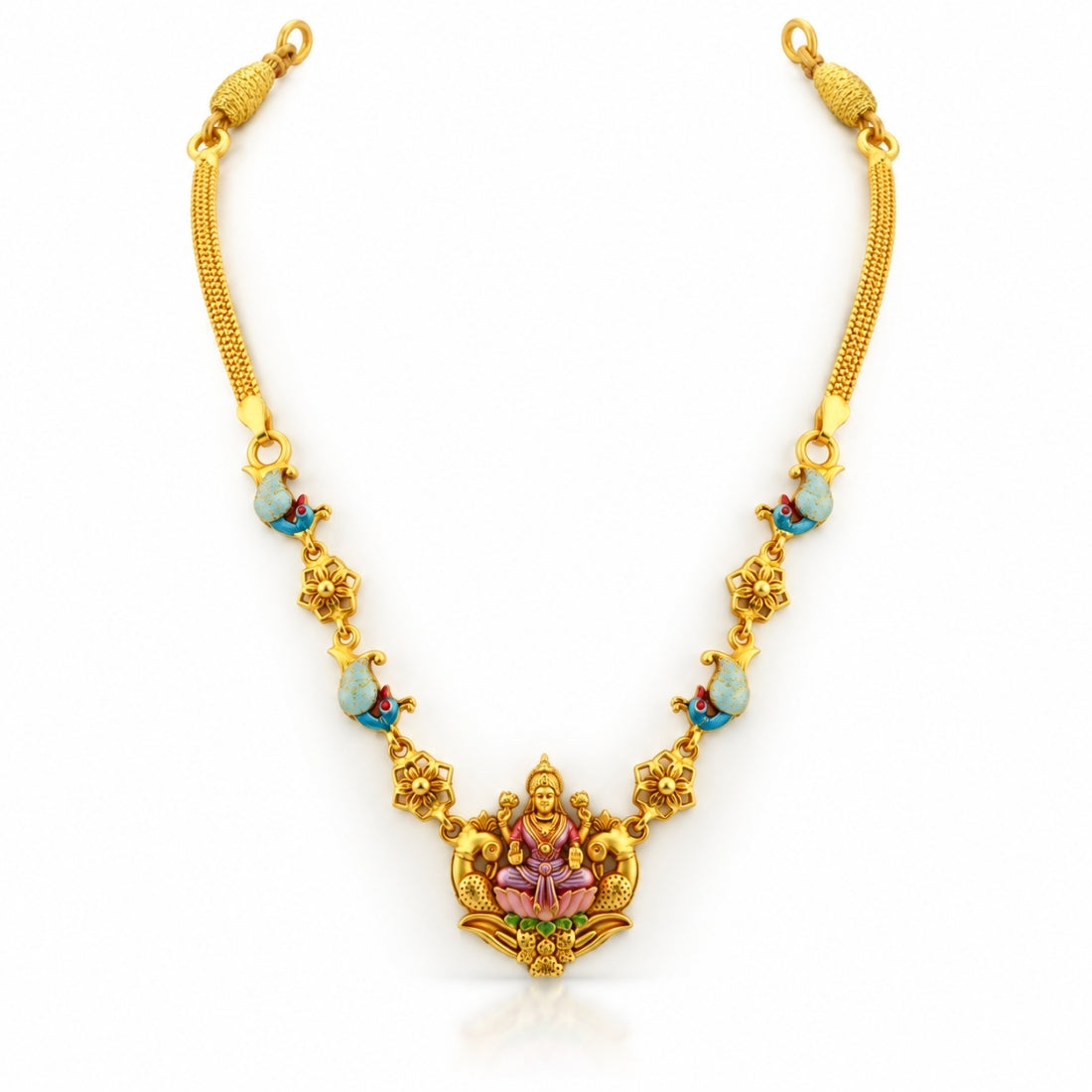 Divine Lakshmi & Peacock Meenakari Necklace