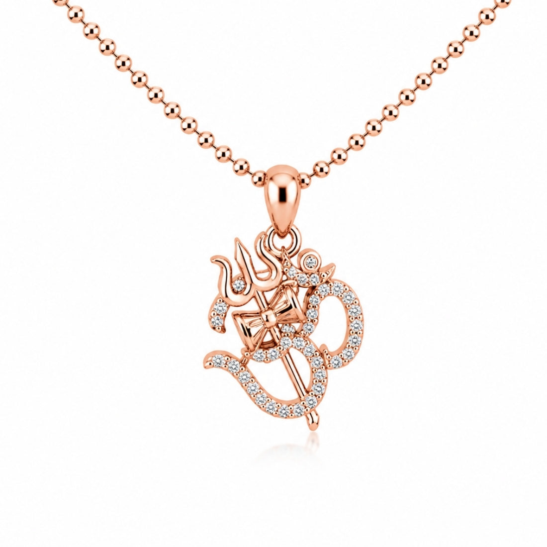 The Shiva Shakti Omkar Trishul 925 Silver Rose Gold Pendant