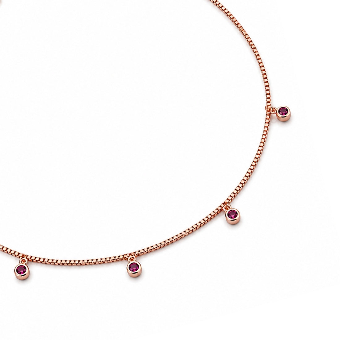 Rose Gold Ruby Droplet 925 Silver Payal