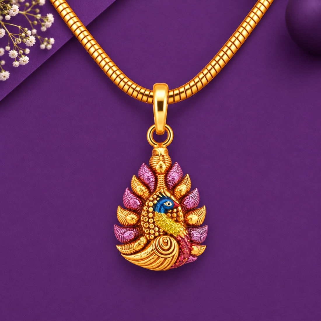 The Mayura Tilakam 925 Silver Gold Plated Pendant