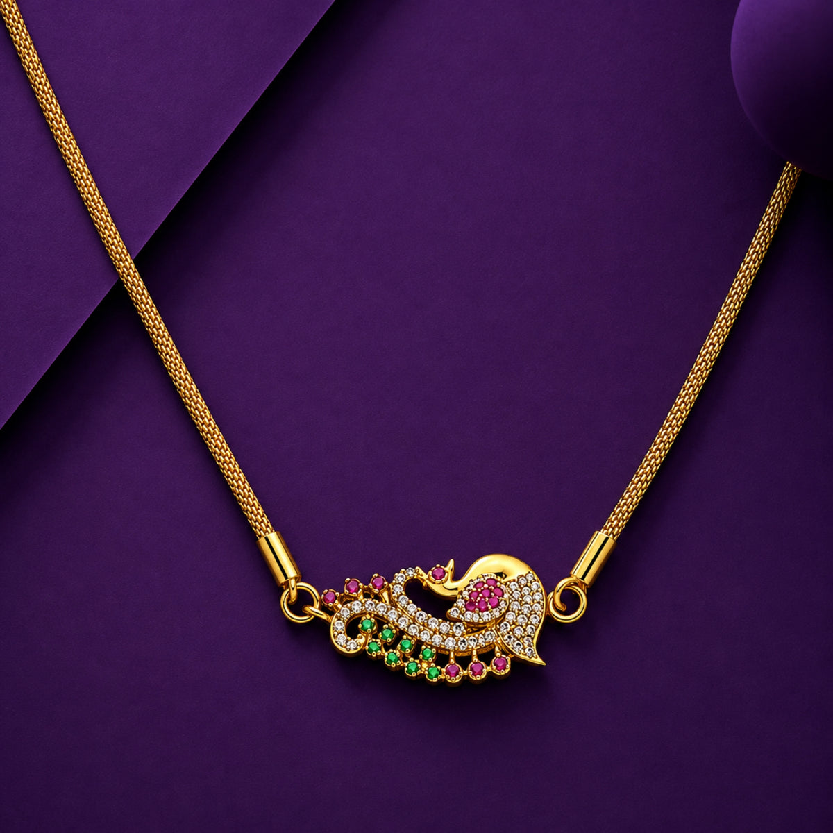 The Royal Mayura Pavé 925 Sterling Silver Mugappu Chain