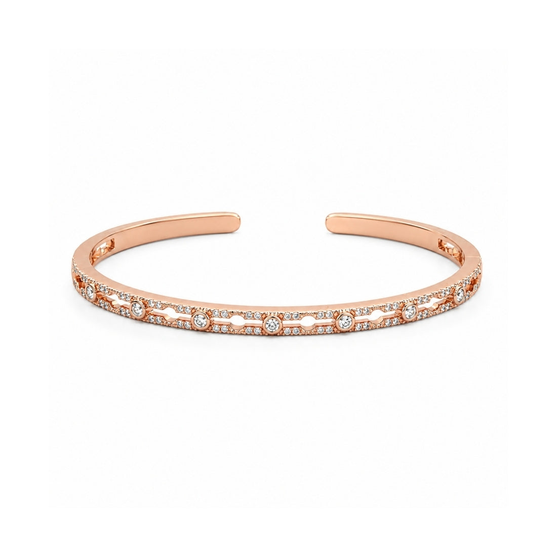 925 Rose Gold Plated Silver Lattice Filigree Kada