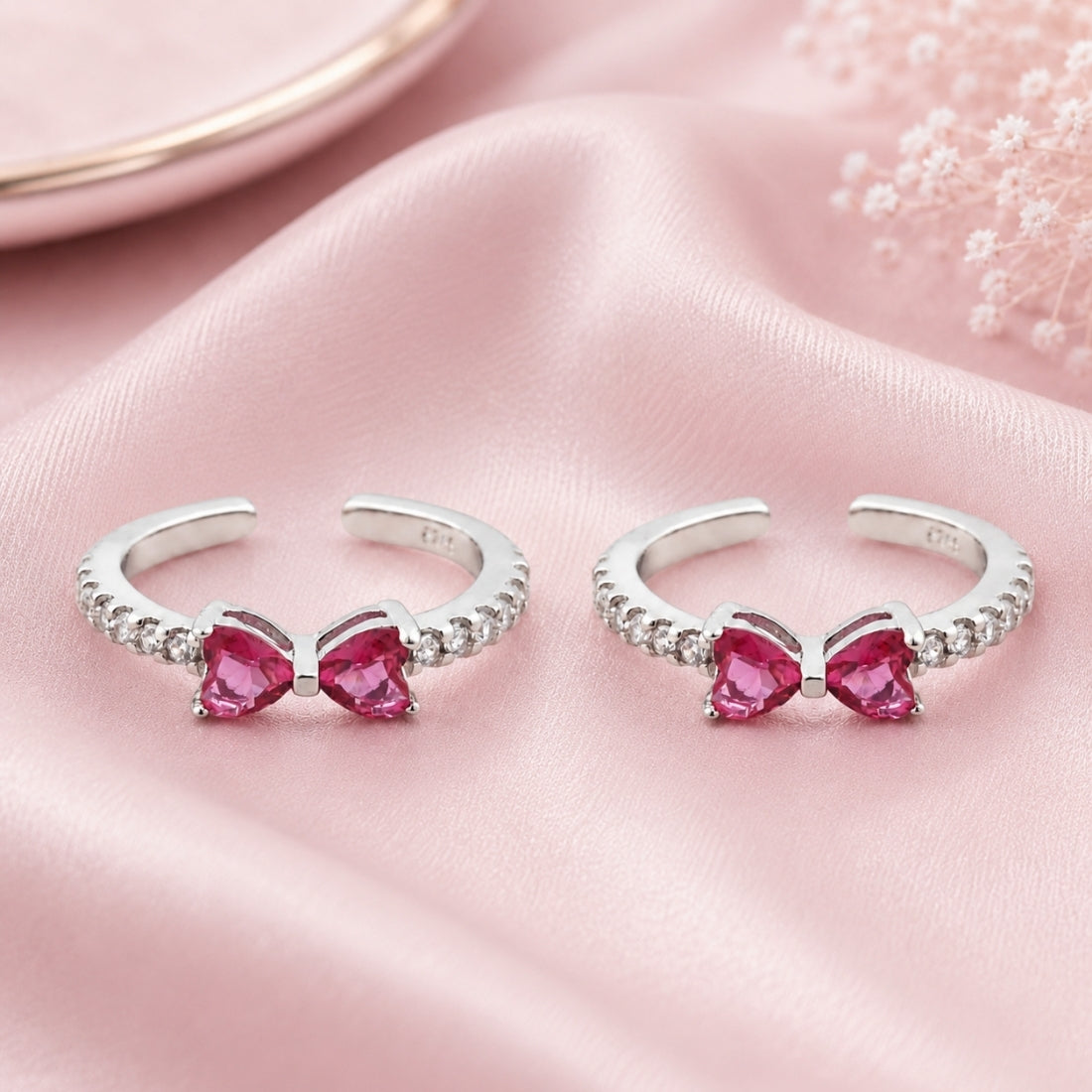 Pink Coquette Open-Back Toe Rings