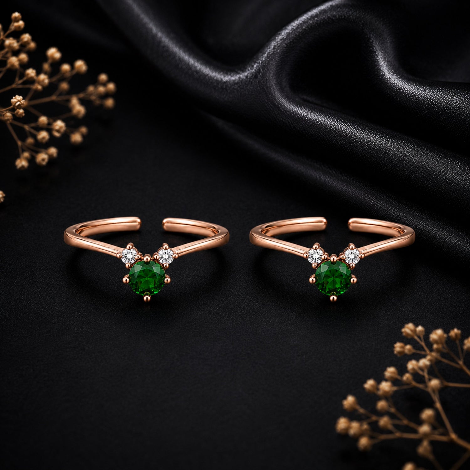 Emerald Crown Chevron Rose Gold Adjustable Toe Rings