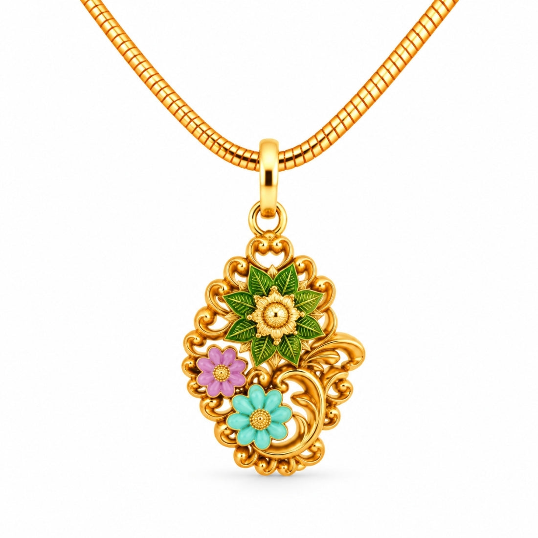 The Pushpanjali Nakshi 925 Silver Gold Plated Pendant