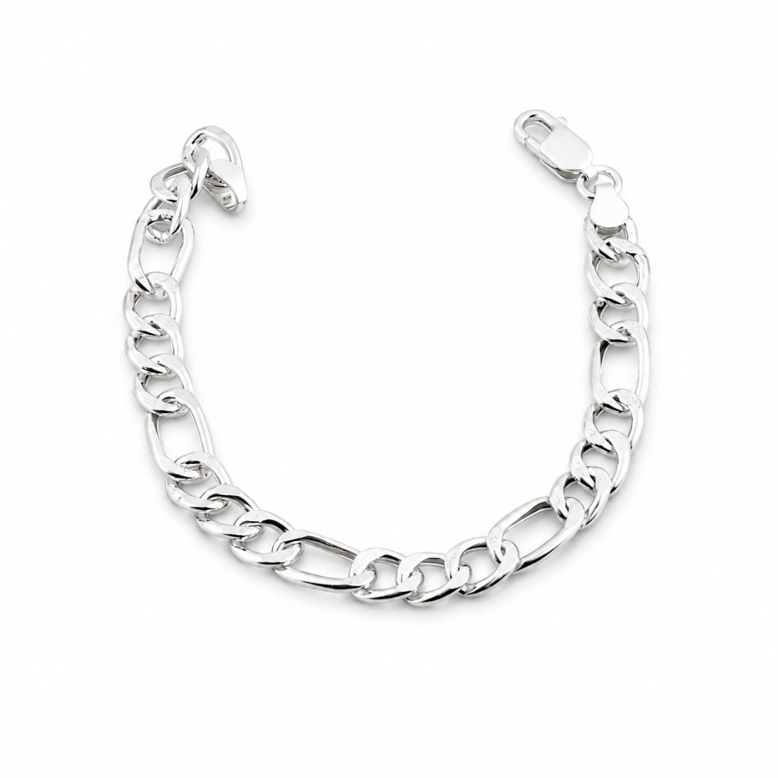 Classic Figaro 925 Sterling Silver High-Polish Kids Link Bracelet