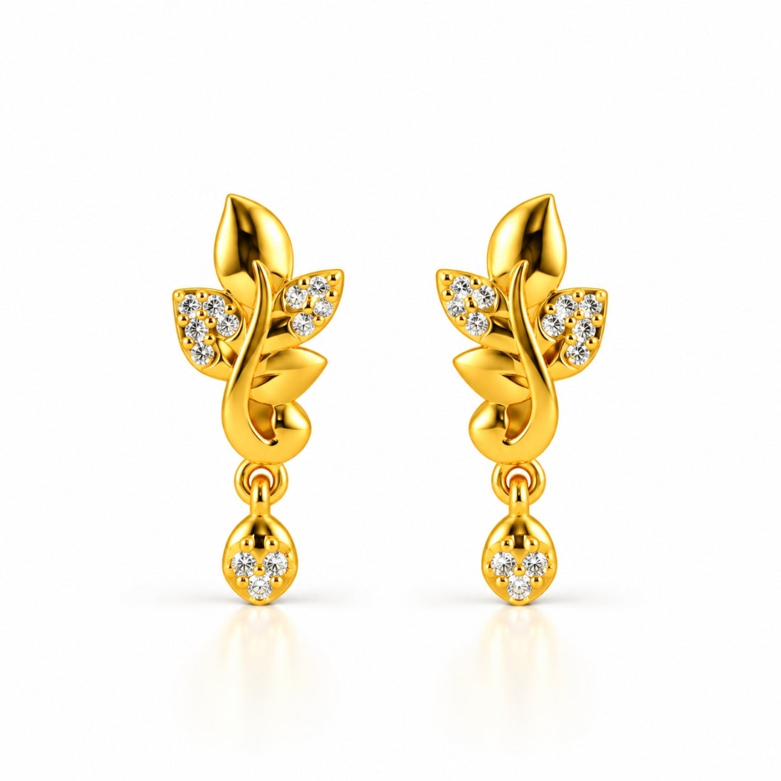 Mayura Vine 925 Sterling Silver Crystal Drop Stud Earrings