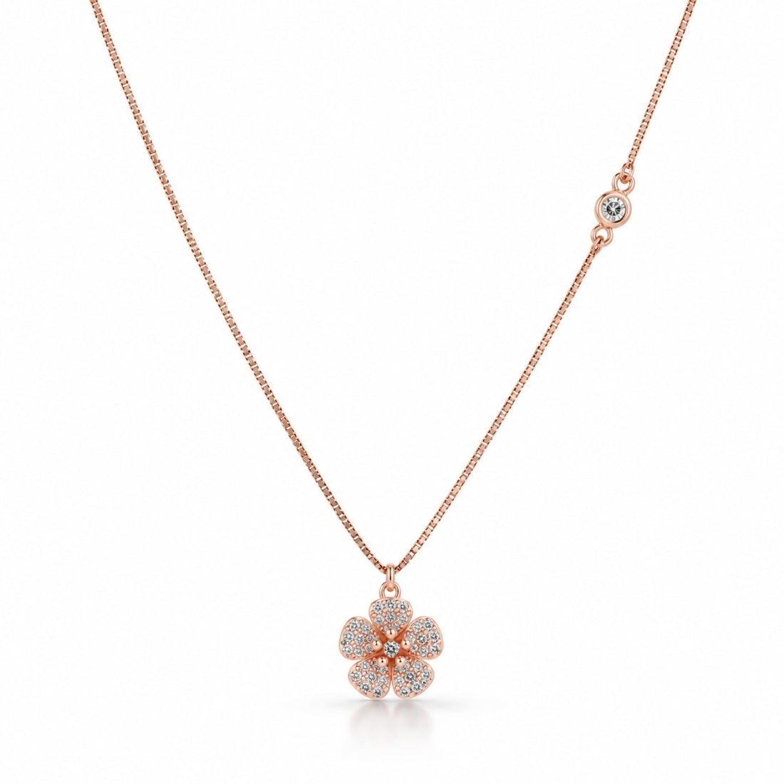 The Sakura Petal Charm Asymmetric Rose 925 Silver Chain