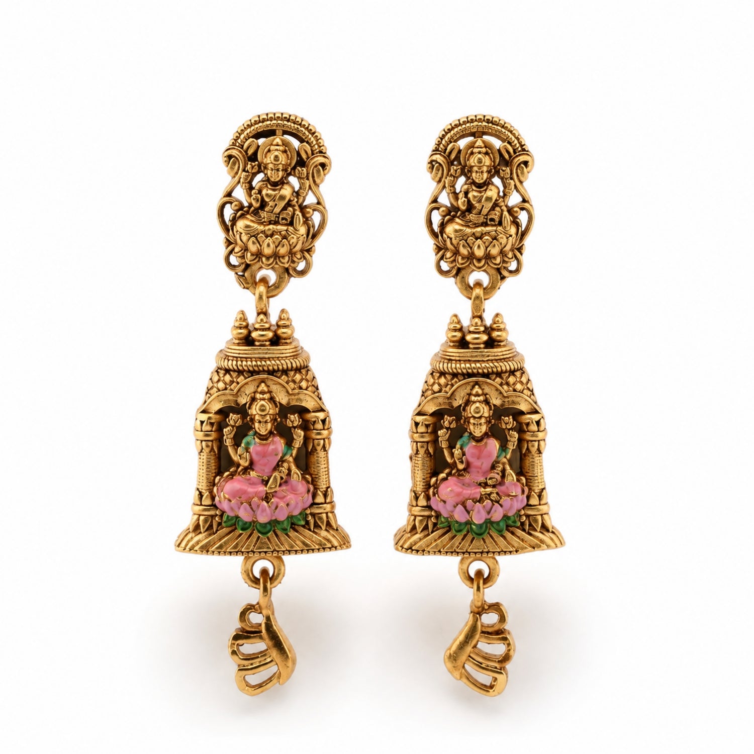 The Sanatana Lakshmi Temple Jhumka Drops (Gold-Plated 925 Sterling Silver)