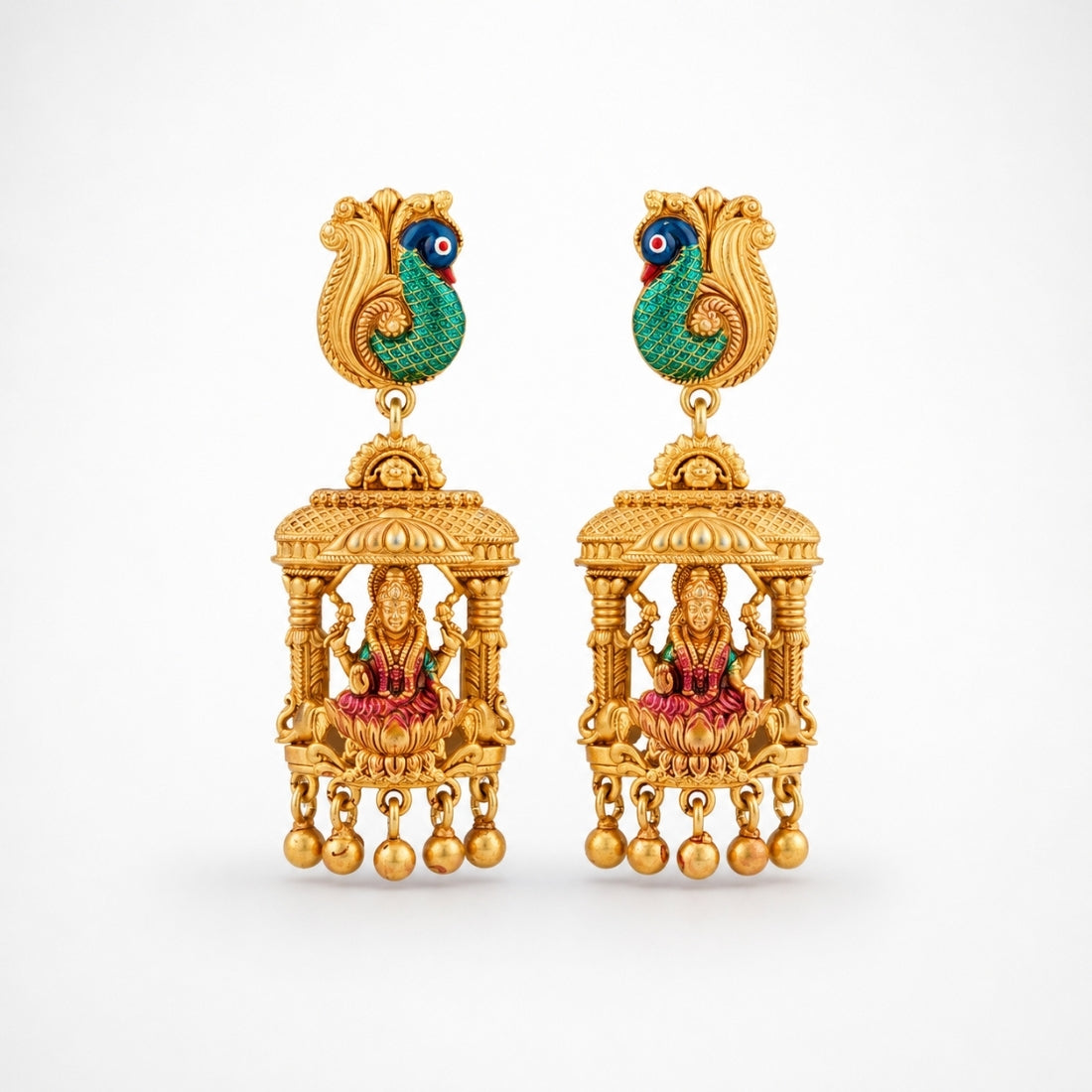 The Mayura Lakshmi Mandapam Cage Drops (Gold-Plated 925 Sterling Silver)