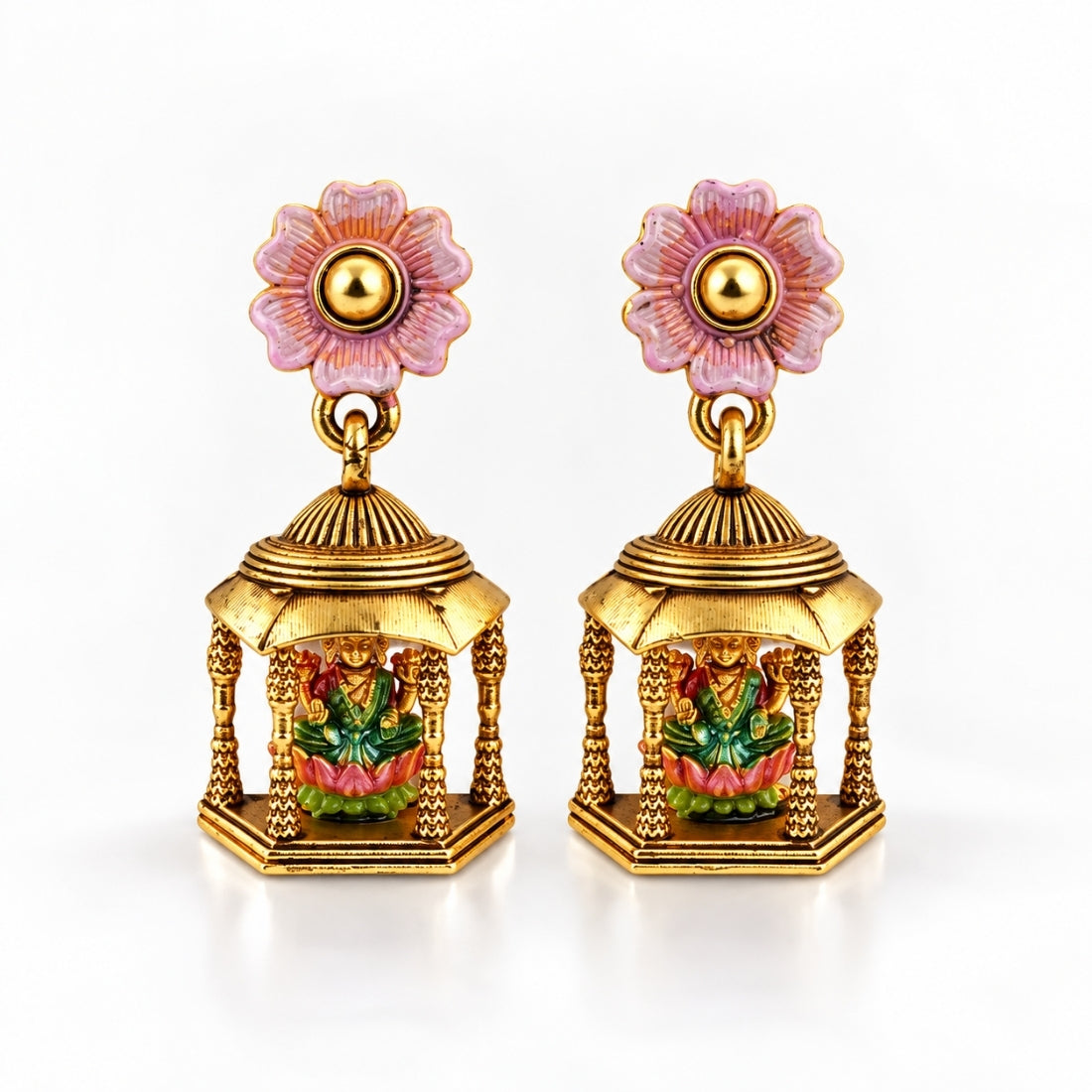 The Mandapam Lakshmi 925 Silver Antique Gold Jhumkas