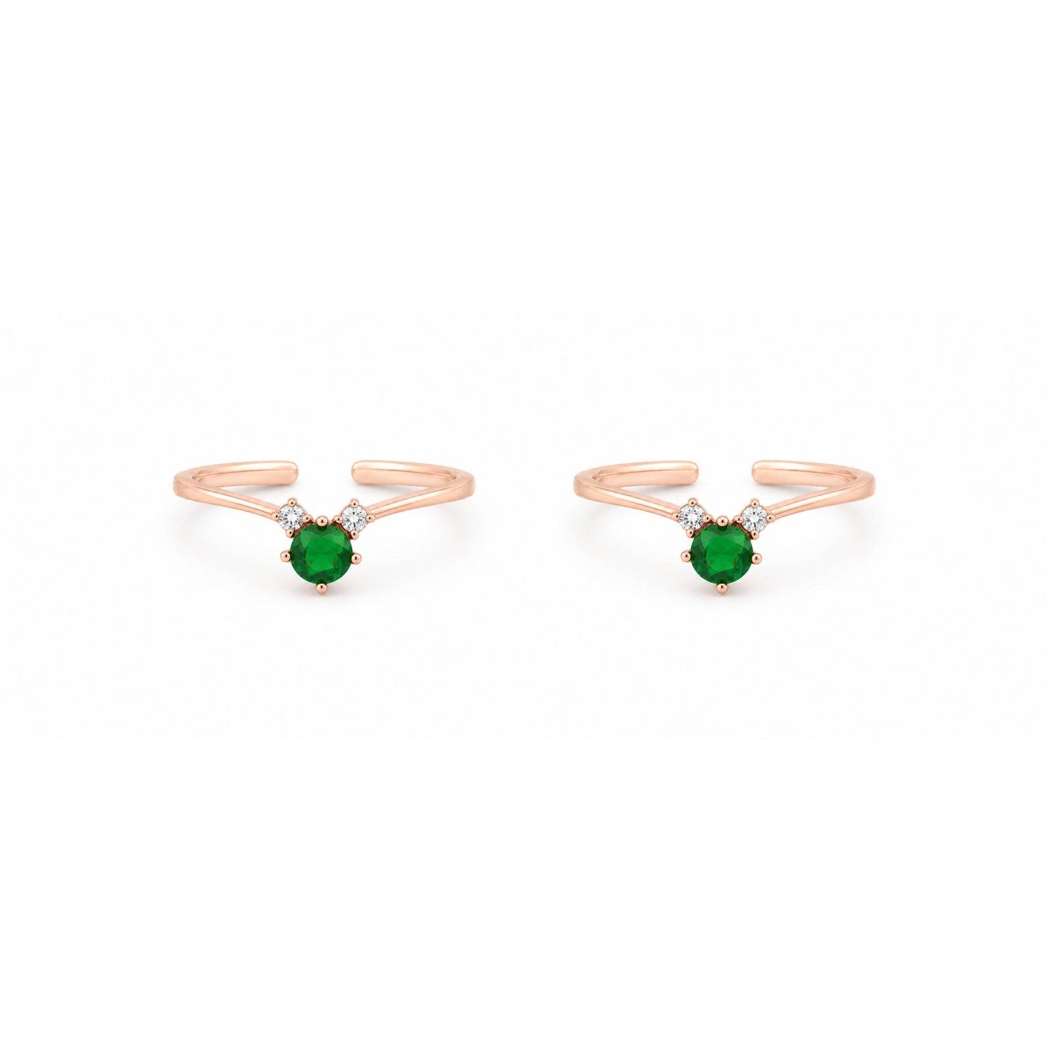 Emerald Crown Chevron Rose Gold Adjustable Toe Rings