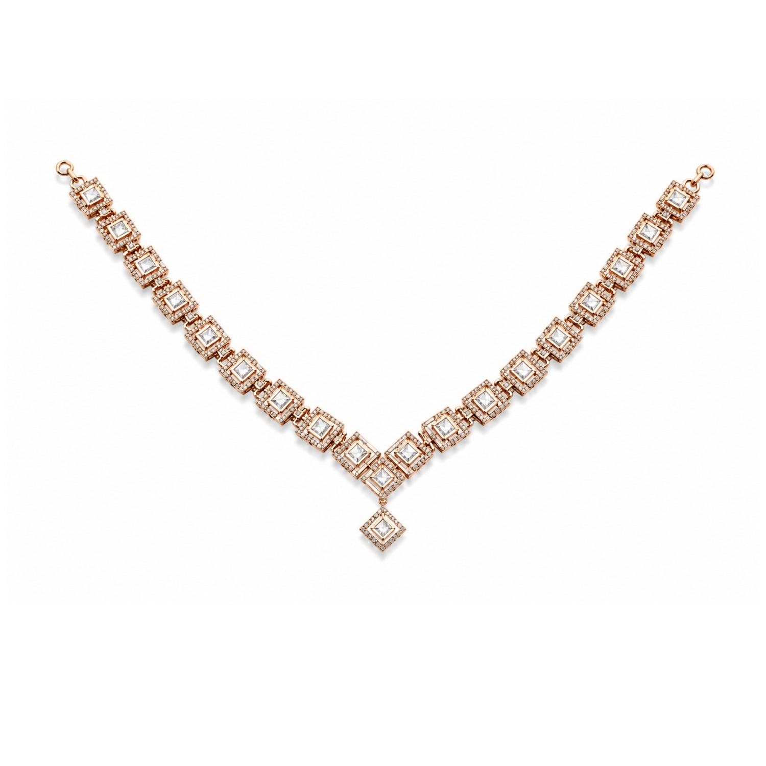 The "Imperial Chevron" Diamond-Finish 925 Silver Square Choker