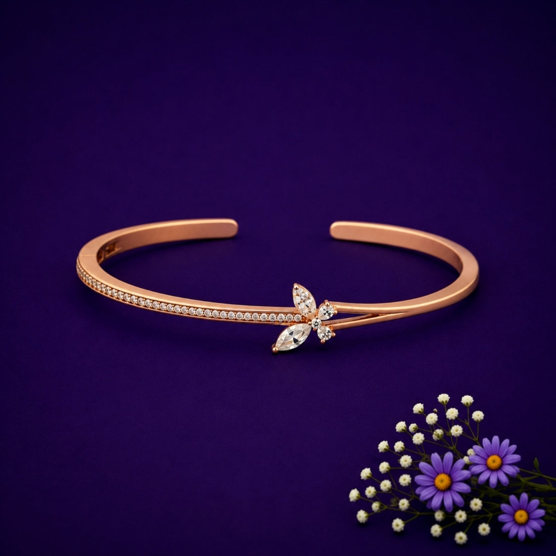 925 Rose Gold Plated Silver Marquise Butterfly Kada