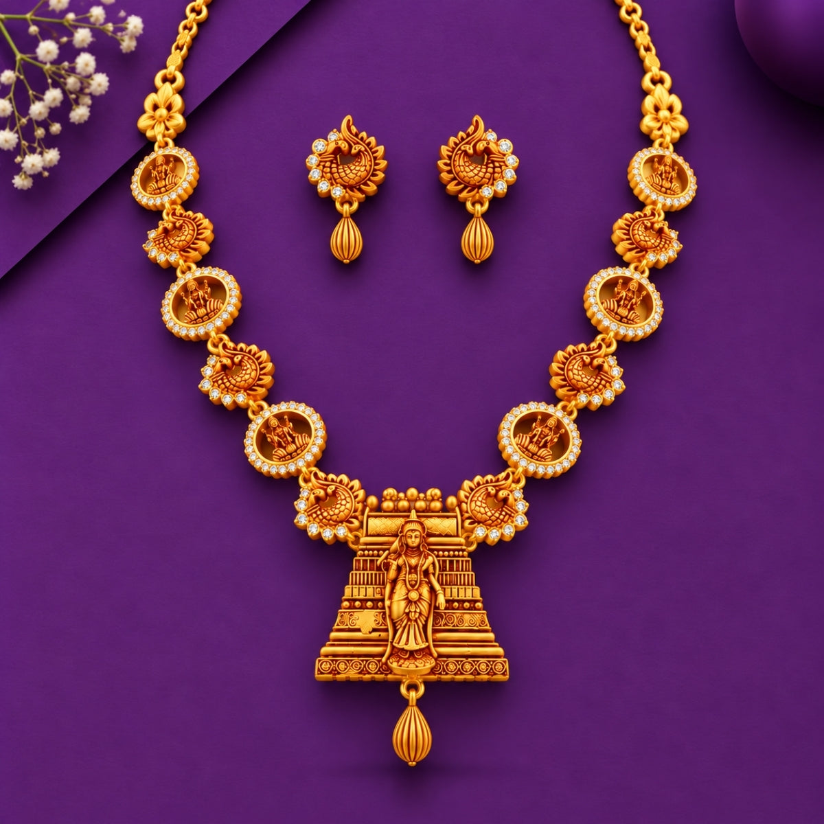 The Madurai Meenakshi Amman Heritage 925 Silver Gold-Plated Temple Set