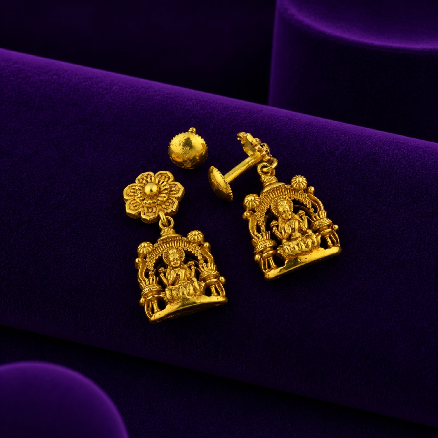 The Gajalakshmi Mandapam Gold-Polished Silver Jhumka