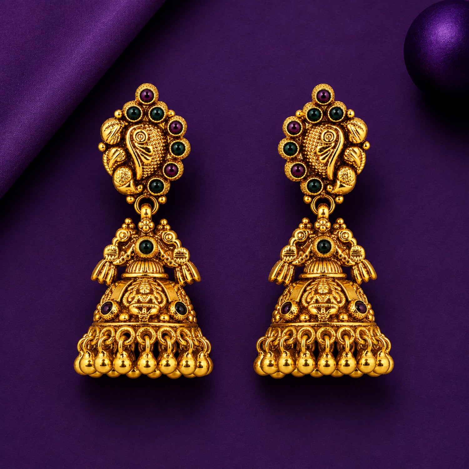 The Avani Paisley Heritage Jhumka – 925 Sterling Silver (Antique Gold Finish)