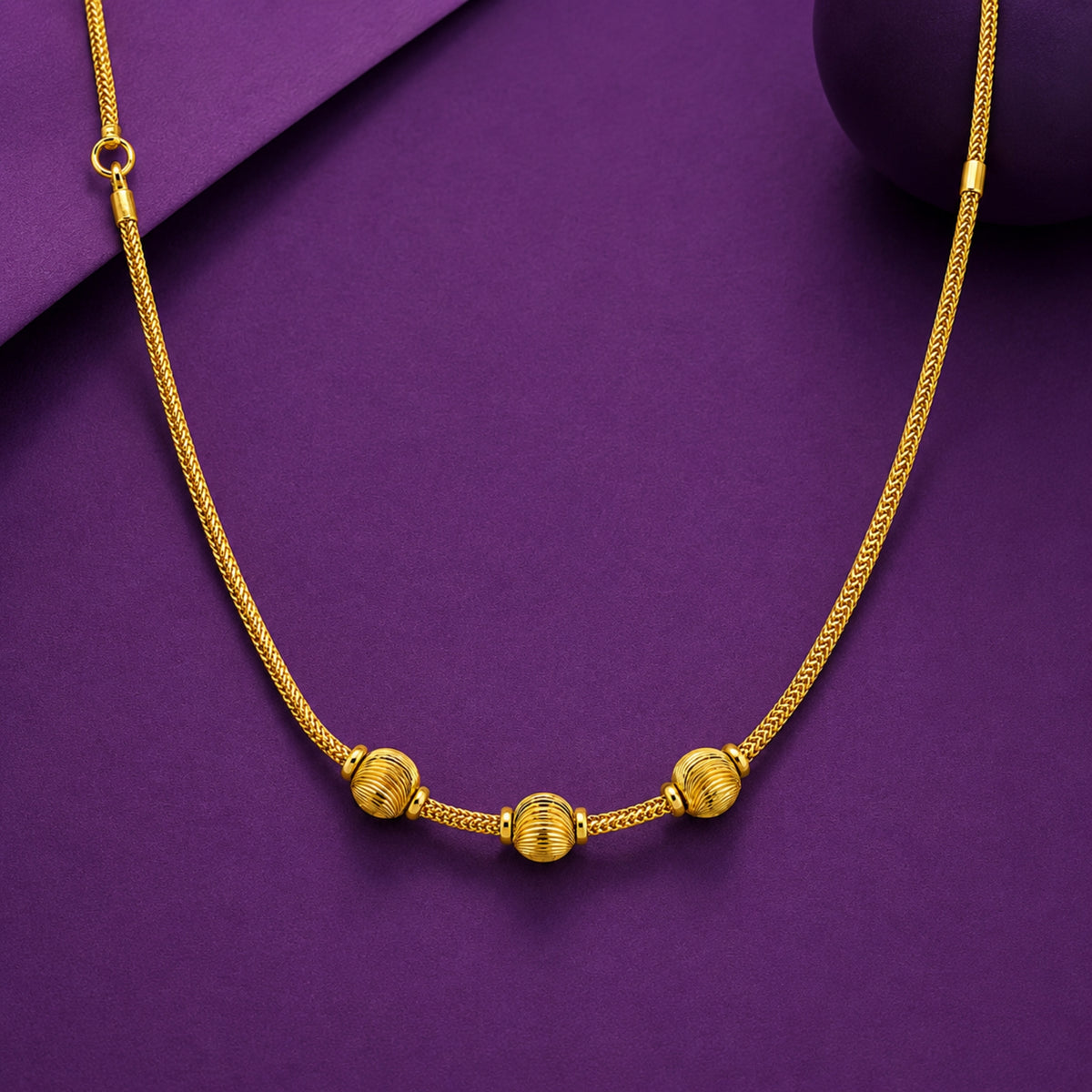 The Triveni Golden Bead 925 Sterling Silver Mugappu Chain