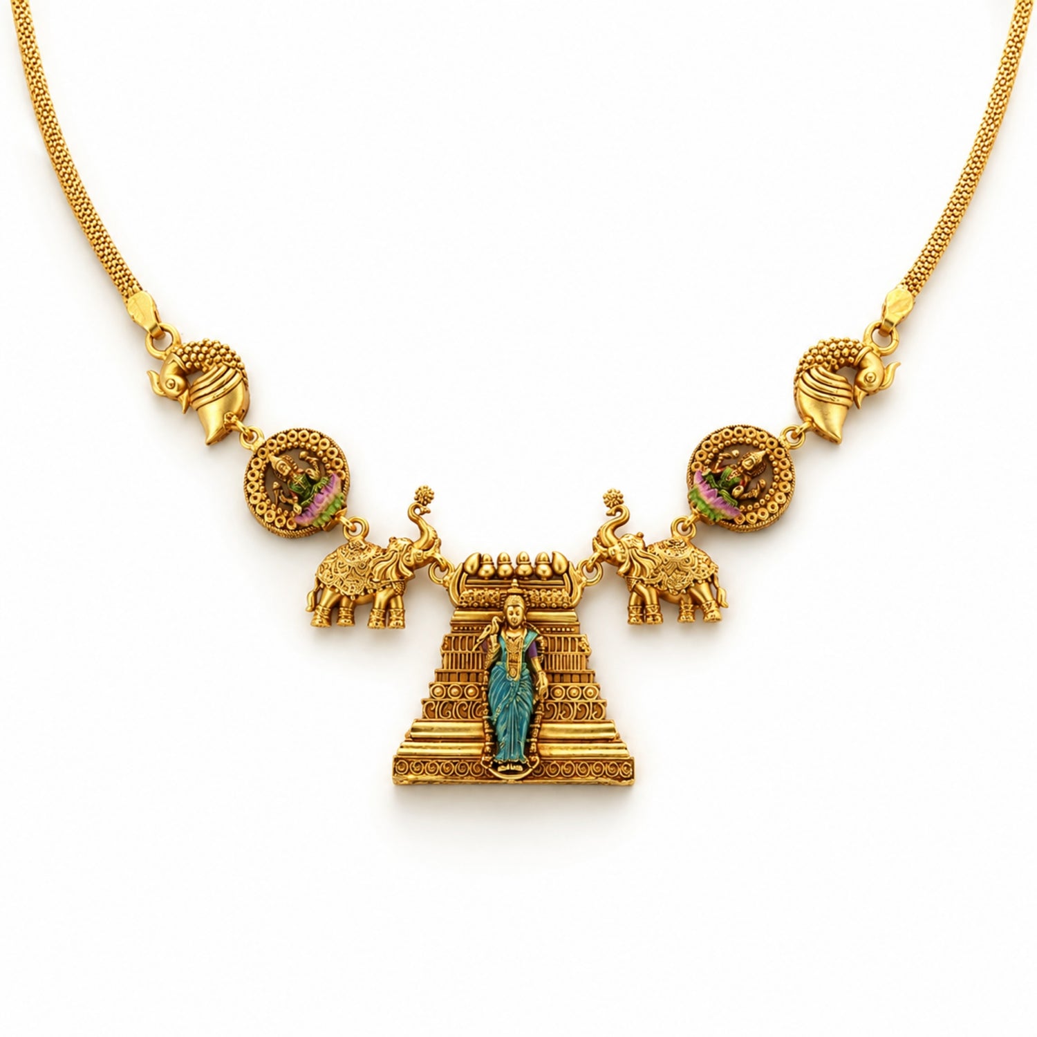 The Gopuram Gaja Heritage Silver Choker