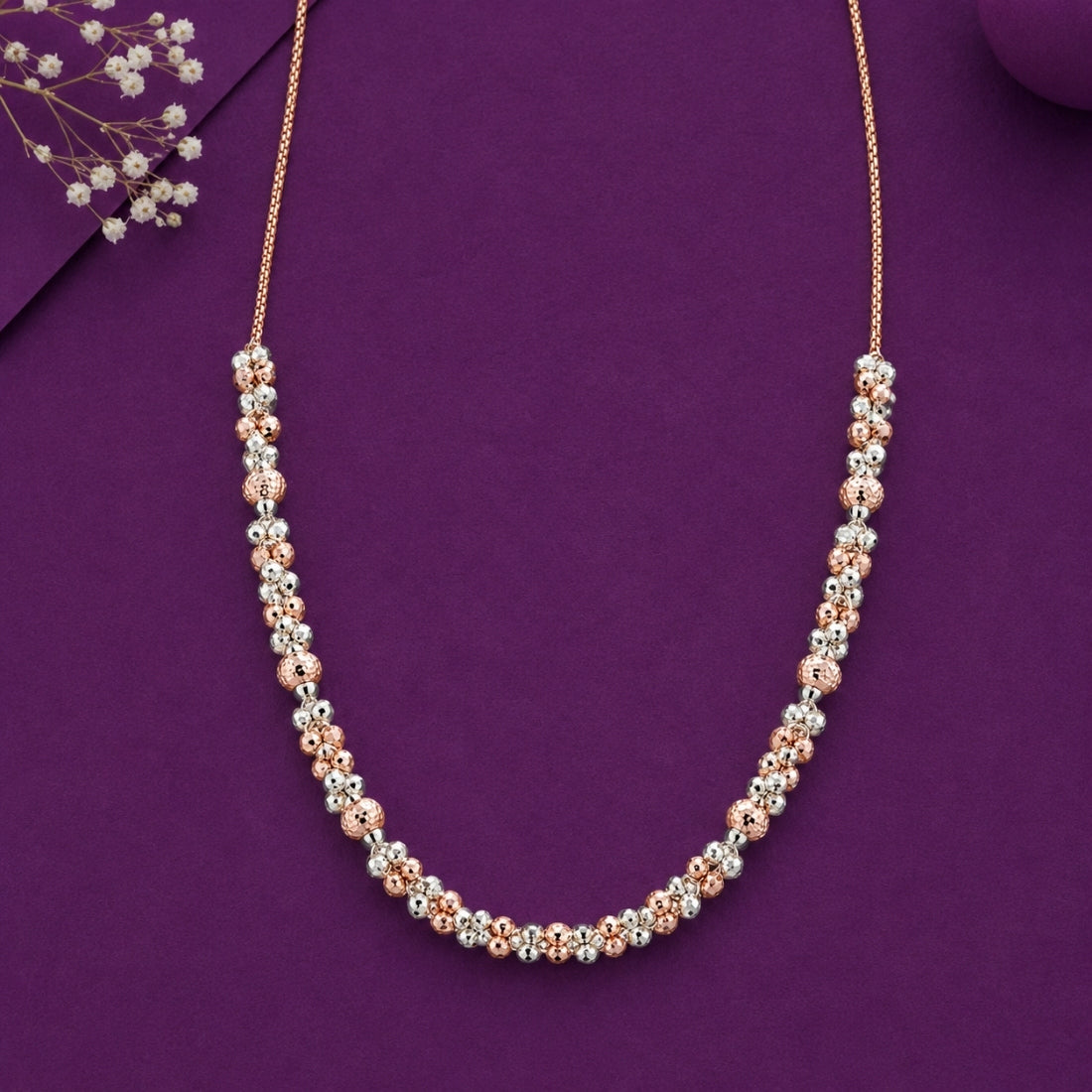 Stardust Alternating Rose & Silver Cluster Chain