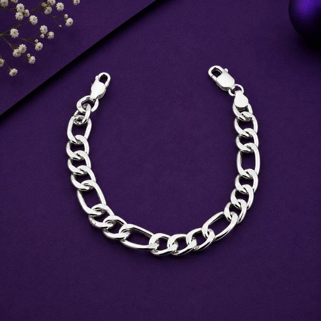 Classic Figaro 925 Sterling Silver High-Polish Kids Link Bracelet