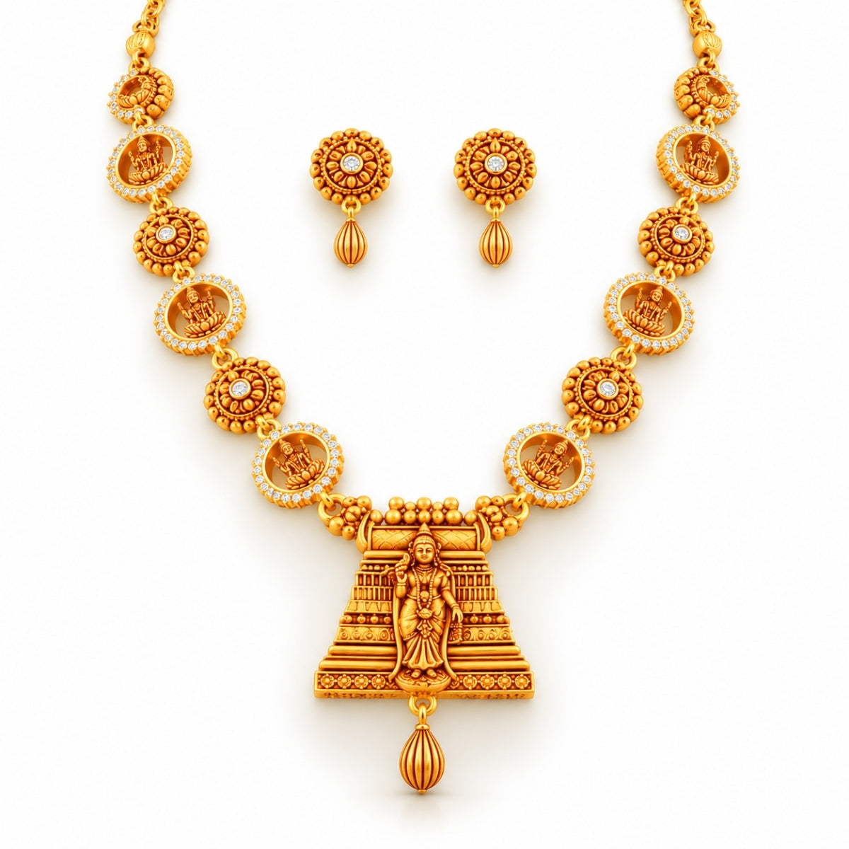 The Madurai Meenakshi Amman Shringara 925 Silver Gold-Plated Temple Set