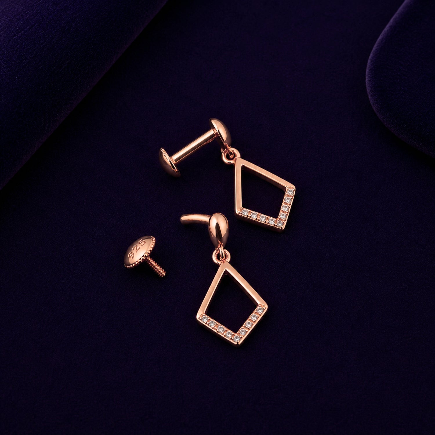 Aura Geometric Drop  925 silver Studs