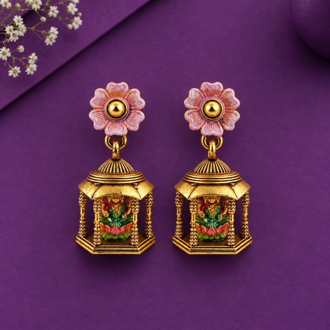 The Mandapam Lakshmi 925 Silver Antique Gold Jhumkas