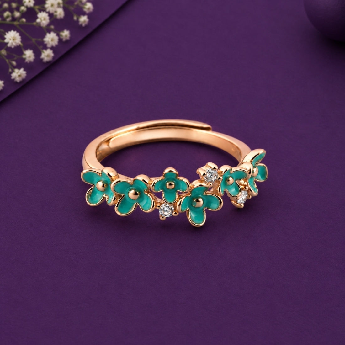 Enchanted Vine Crystal Flora 925 Silver Ring