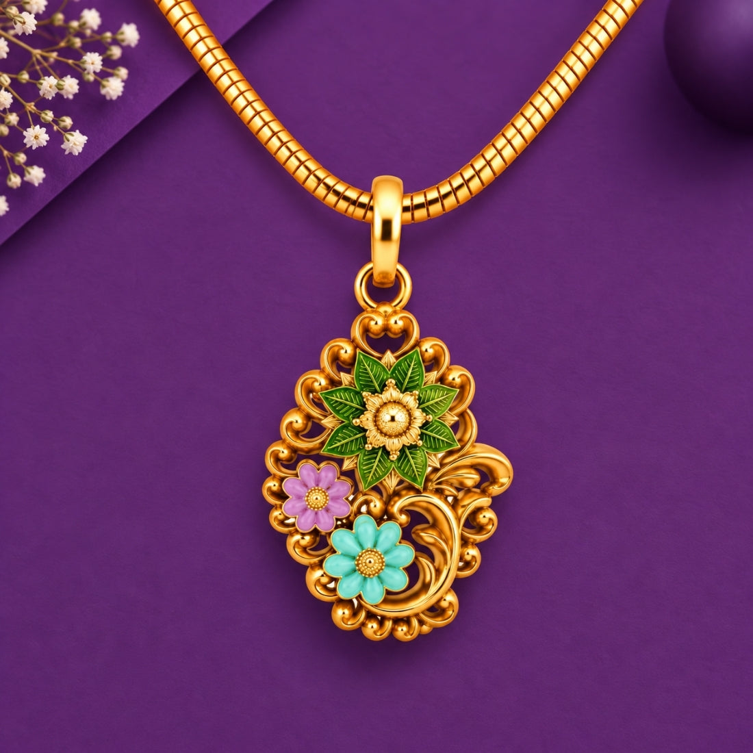 The Pushpanjali Nakshi 925 Silver Gold Plated Pendant