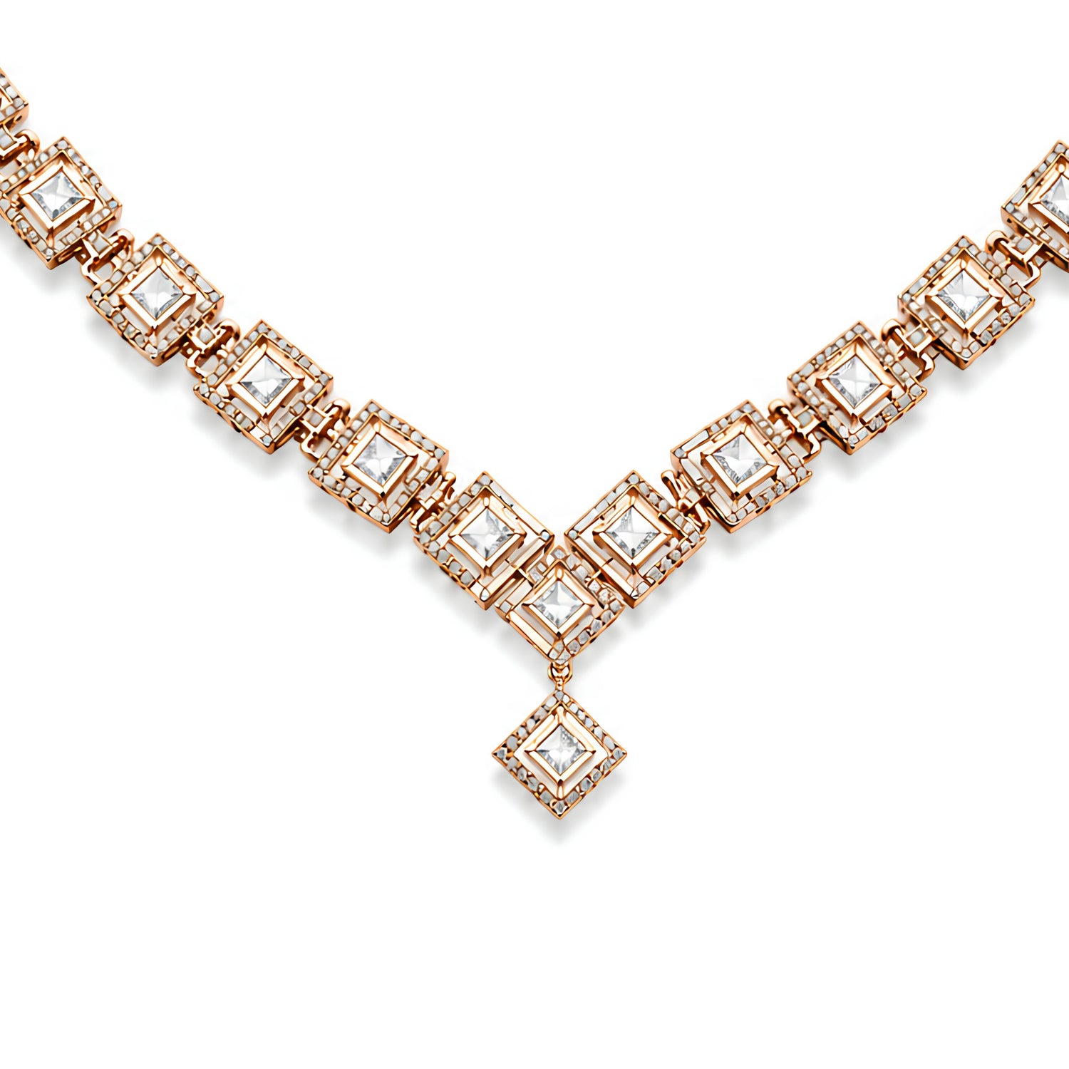 The "Imperial Chevron" Diamond-Finish 925 Silver Square Choker