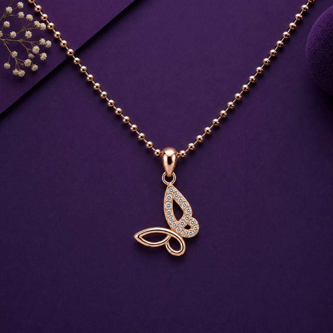 The Monarch Grace Open-Wing 925 Silver Rose Gold Pendant