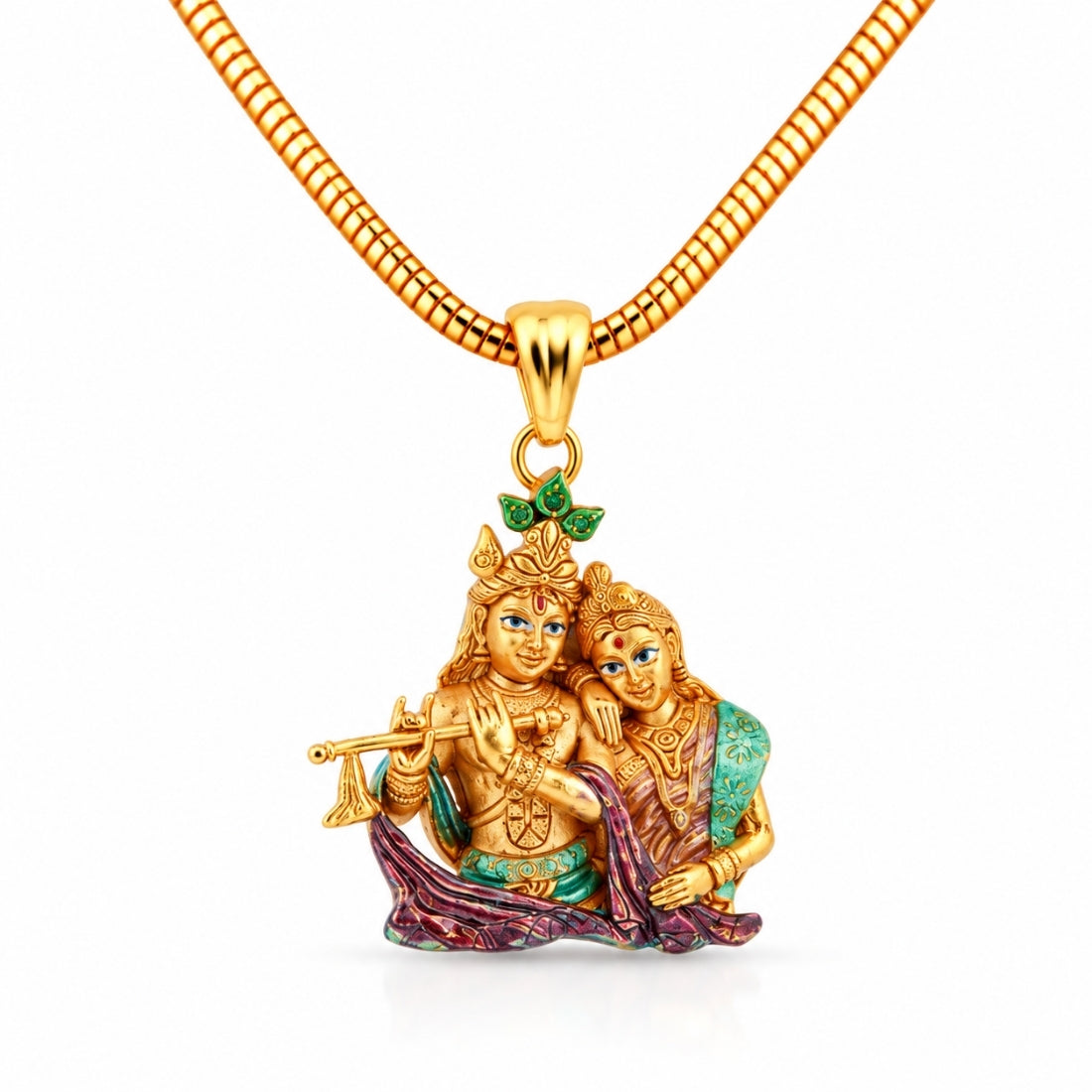The Radha Krishna Rasika 925 Silver Gold Plated Pendant
