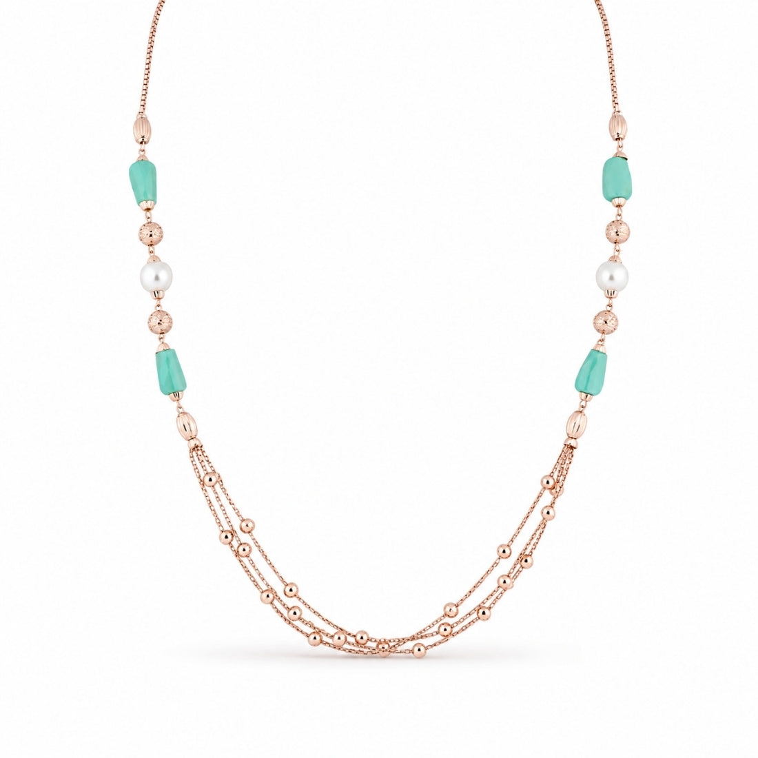 Mint Sorbet Layered Pearl Station Chain