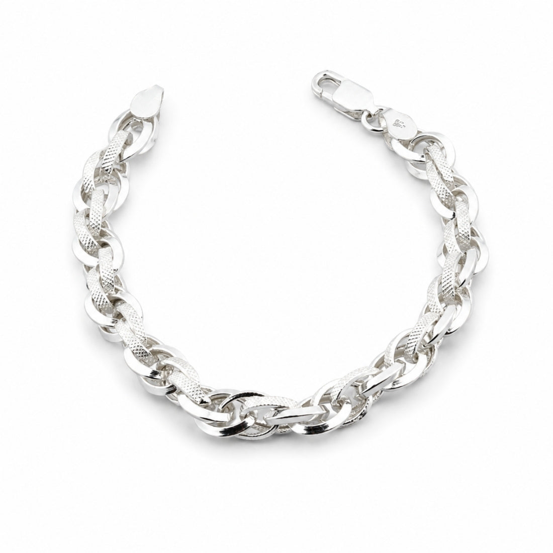Twisted Rope 925 Sterling Silver Textured Link Kids Bracelet