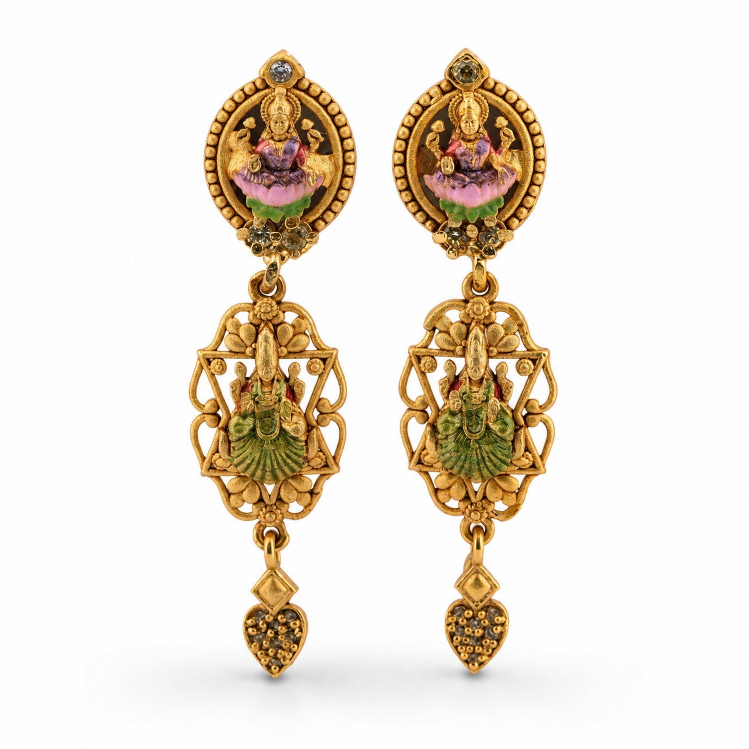The Mayura Lakshmi Divine Heritage Drops (Gold-Plated 925 Sterling Silver)