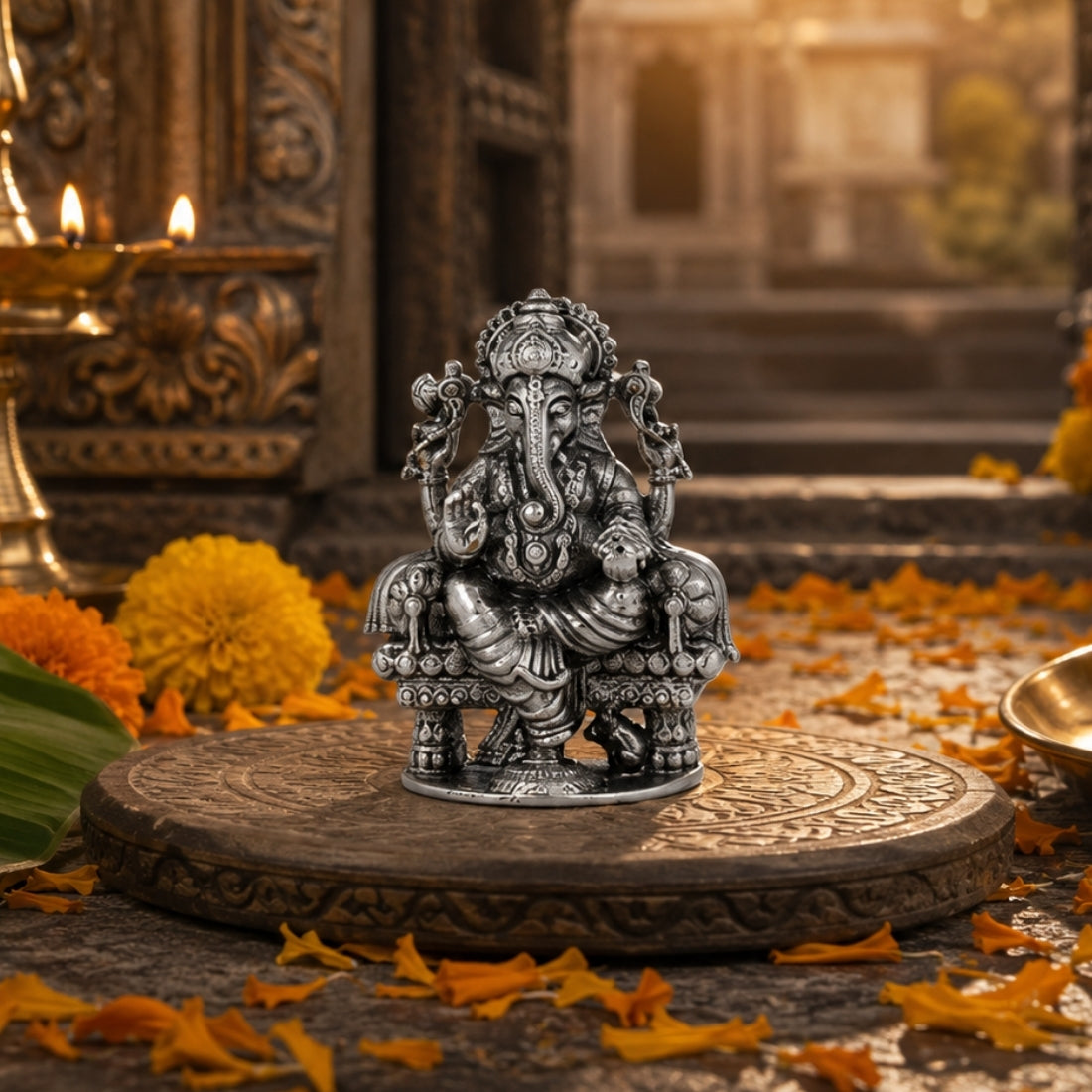 The Shrimant Gaja-Simhasana 925 Silver Ganesha Idol