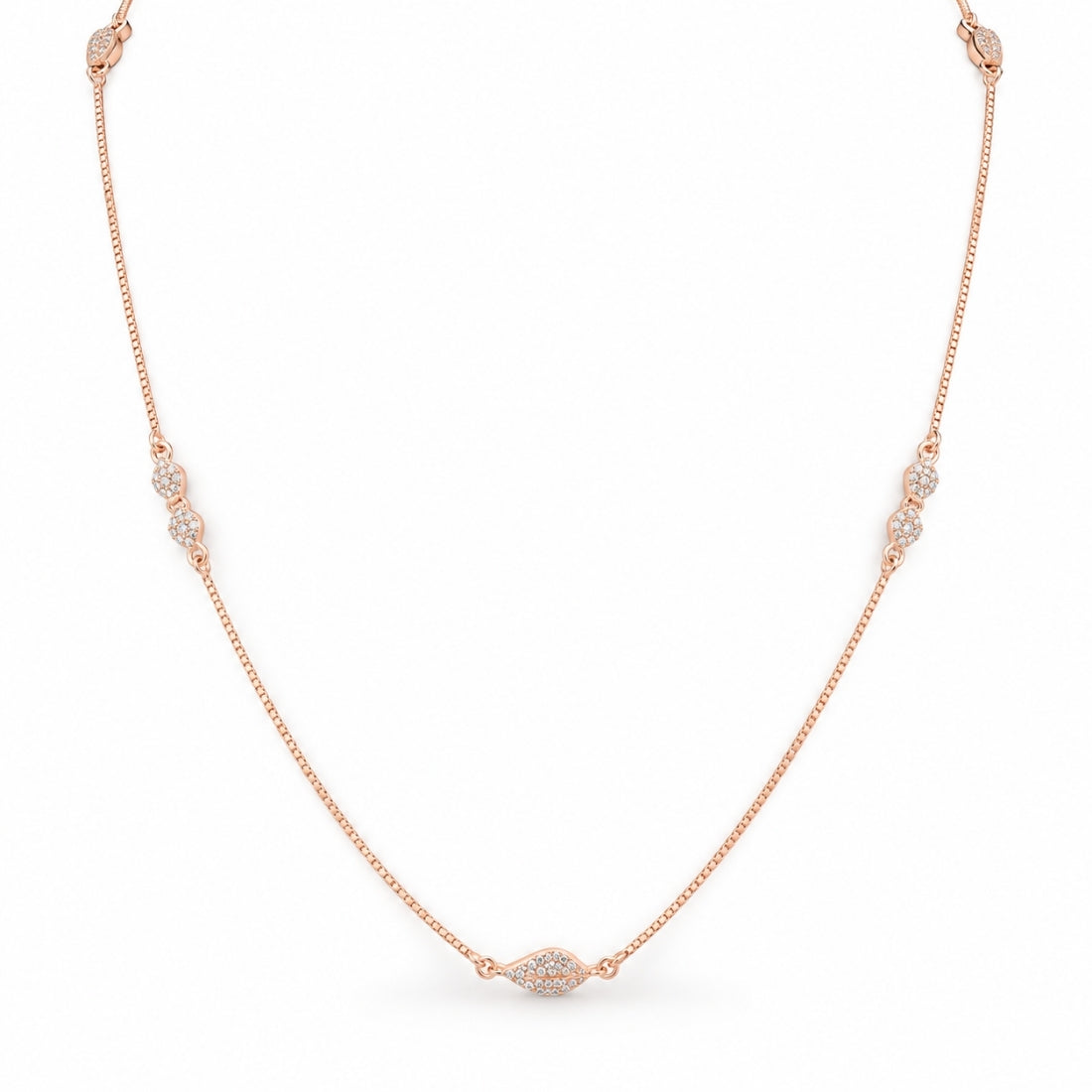 The Aura Mystic Evil Eye Station Rose 925 Silver Chain