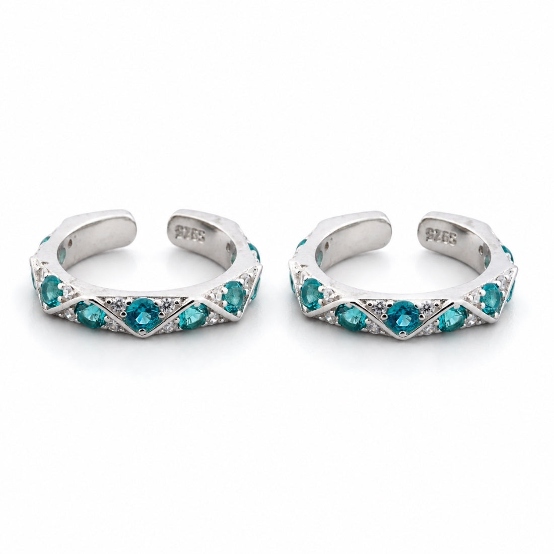 Azure Lattice Adjustable Silver Toe Rings